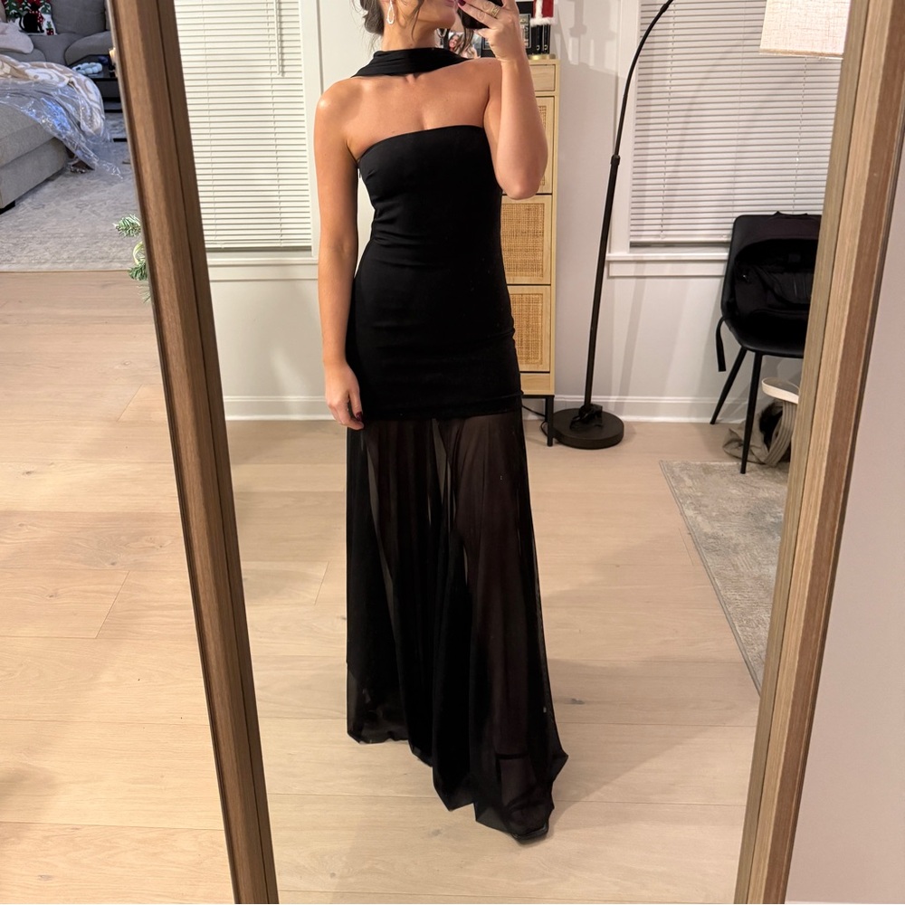 Zara Combined Dress with Transparencies - Elegant Black Strapless Evening Dress